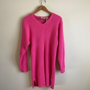 Vintage Northern Reflections | Pink Ribbed Stretchy Sweater Dress Long Sleeve